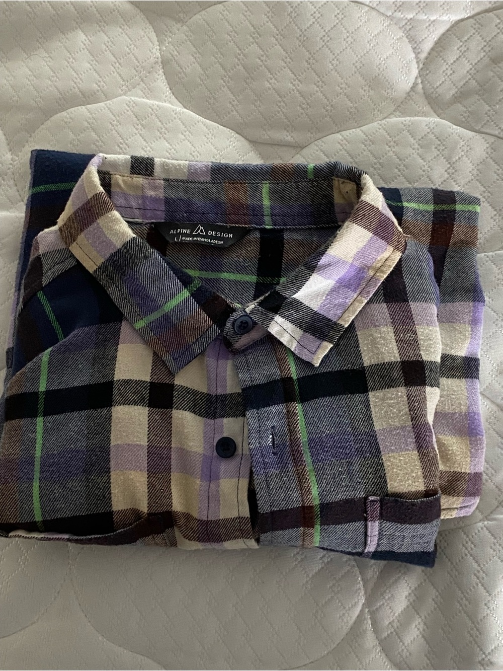 Alpine Design Men's Lavender and Black Plaid Button-Down Shirt